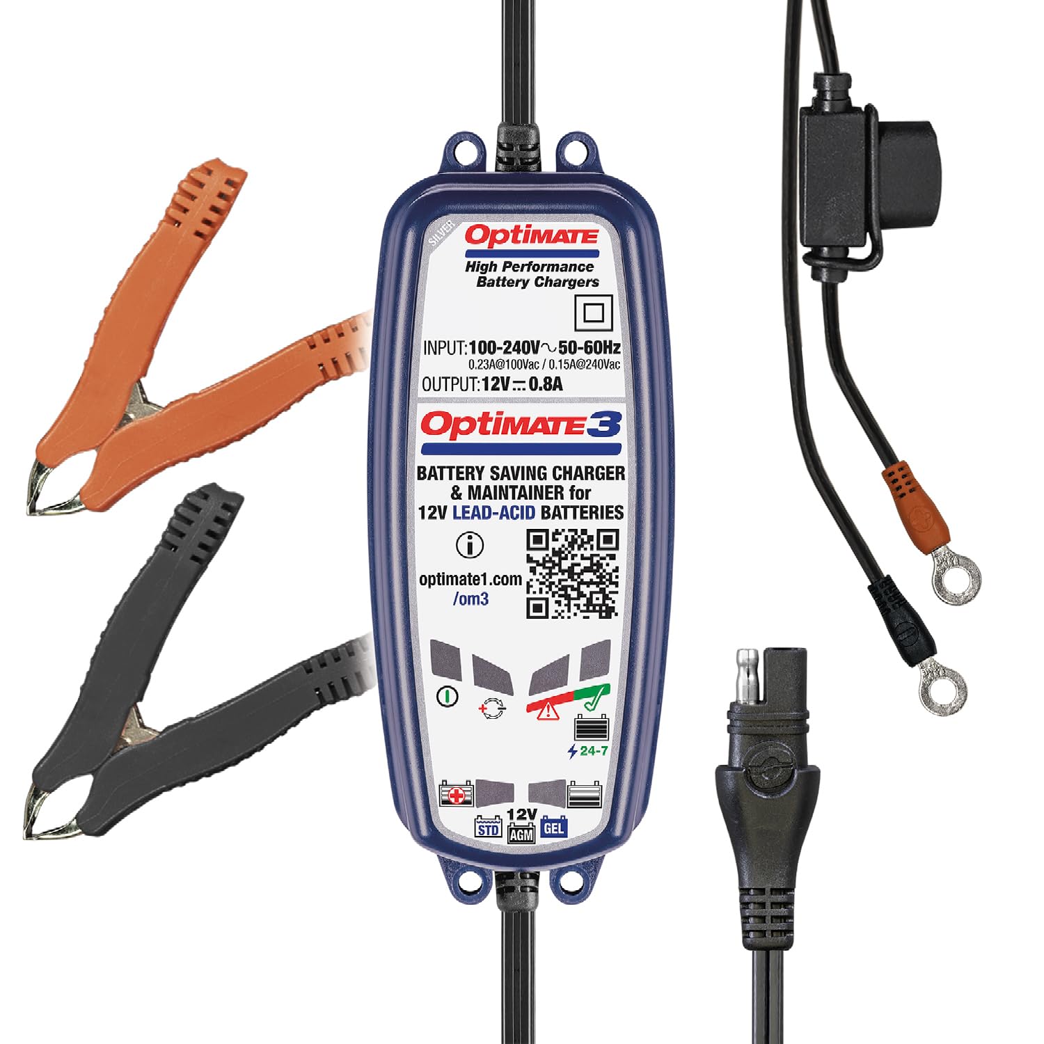 オプティメイト　３ Optimate 3, TM-431 7-Step 12V 0.8A Battery Saving Charger-Tester